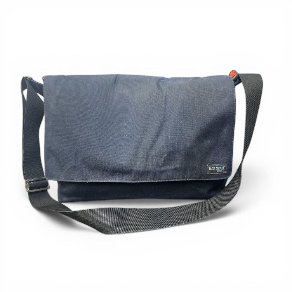 Jack Spade Greene St‎ Messenger Bag Navy Blue Canvas Laptop Commuter Bag